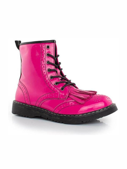 Cizme Copii din Lac cu Șireturi Fuchsia