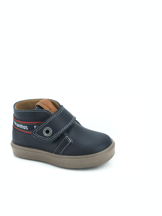 Lederne Kinderstiefeletten mit Klettverschluss Marineblau