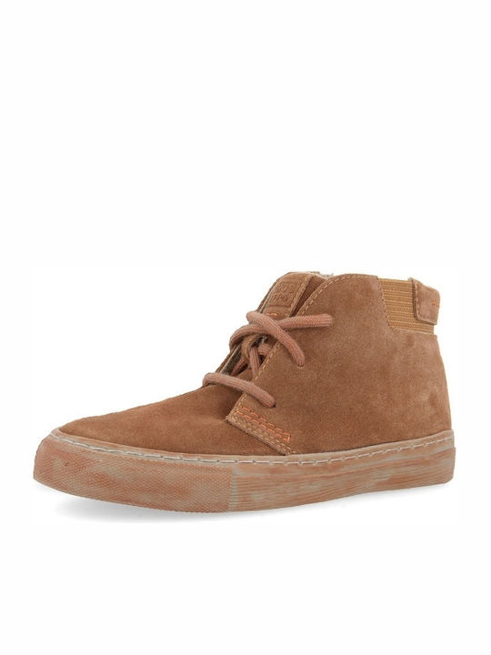 Freren Leather Kids Boots with Laces Beige