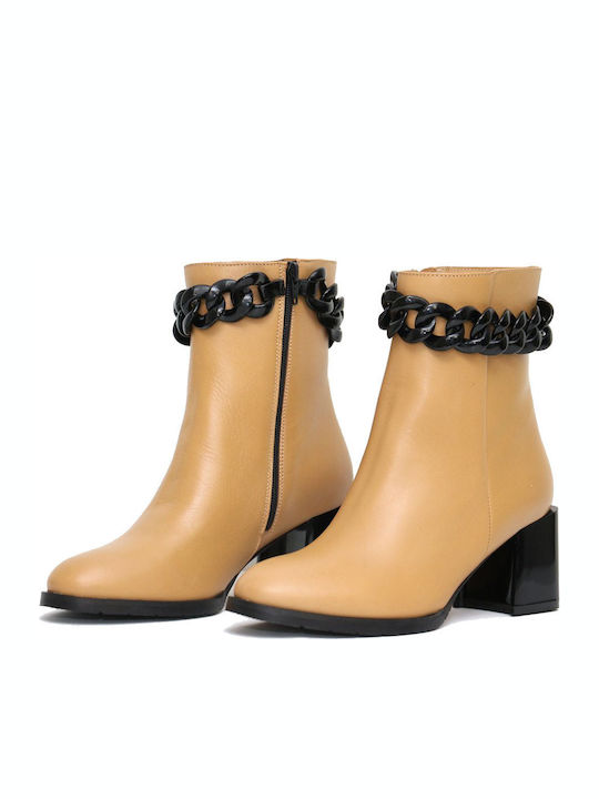 Leder Stiefeletten Damen Beige