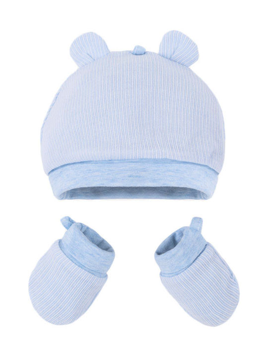 Kids Beanie Set with Gloves Fabric Light Blue for Newborn