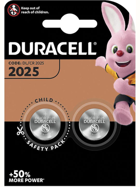 Duracell Long Lasting Power Μπαταρίες Λιθίου Ρολογιών CR2025 3V 2τμχ