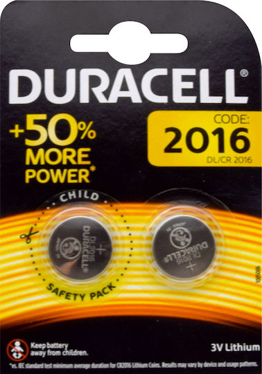 Duracell Long Lasting Power 2016 Batterien Lithium für Uhren CR2016 3V 2Stück