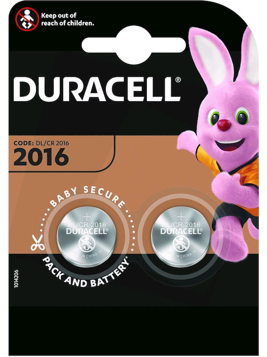Duracell Long Lasting Power 2016 Μπαταρίες Λιθίου Ρολογιών CR2016 3V 2τμχ