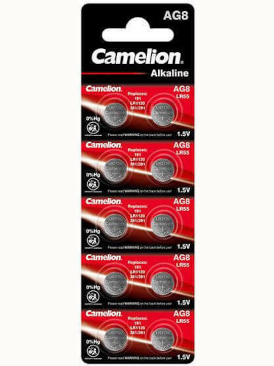 Camelion AG8 Αλκαλικές Μπαταρίες Ρολογιών LR55 1.5V 10τμχ