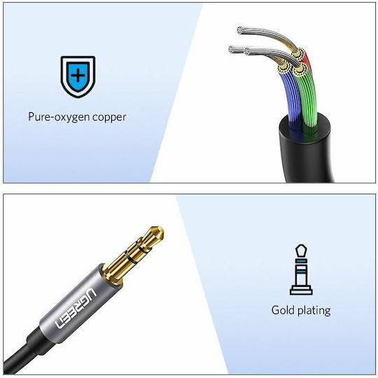 Ugreen 3.5mm Male to 3.5mm Female Audio Cable Silver 3m with Gold Plated Terminals 10595