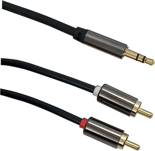 Bridgecable 3.5mm Male To RCA Male Audio Cable Black 10m With Gold Plated Terminals 29-0599