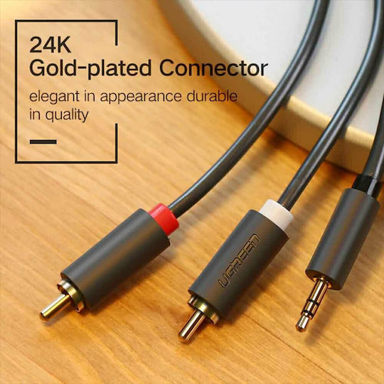 Ugreen 3.5mm Male To RCA Male Audio Cable Black 1.5m With Gold Plated Terminals 10511