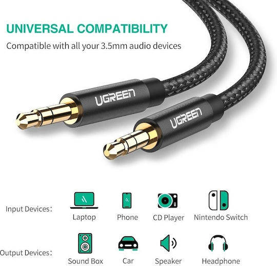 Ugreen Audio Cable 3.5mm Male - 3.5mm Male Black 1m with Gold Plated Terminals 50361