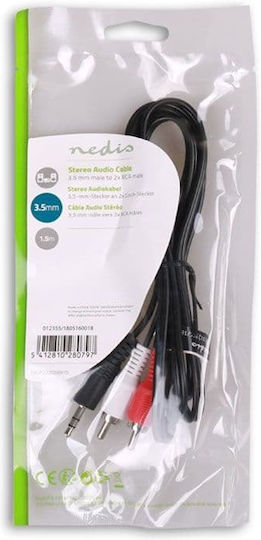 Nedis 3.5mm Jack Cable 3.5mm Male - RCA Male Black 1.5m CAGP22200BK15