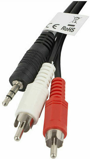 Lanberg 3.5mm Jack Cable - RCA Male Black 2m CA-MJRC-10CC-0025-BK