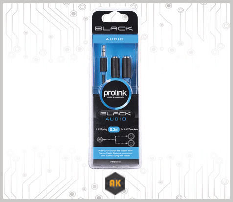 Prolink 3.5mm Jack Cable 3.5mm Male - 3.5mm Female Black 0.3m PB-107-0030