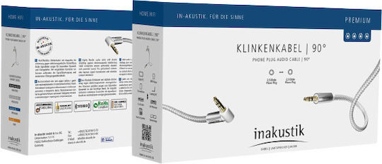 Inakustik Inakustik 3.5mm Jack Cable - 3.5mm Male to 3.5mm Male White 0.5m with Gold Plated Terminals
