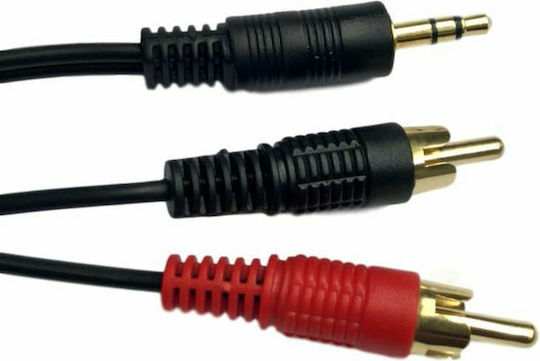 DeTech 3.5mm Male to RCA Male Audio Cable Black 3m with Gold Plated Terminals