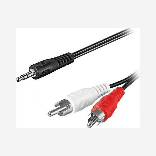 DeTech 3.5mm Male to RCA Male Audio Cable Black 3m with Gold Plated Terminals