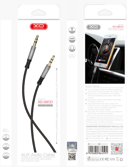 XO 3,5mm Klinkenkabel 3,5mm Stecker - 3,5mm Stecker Schwarz 1m