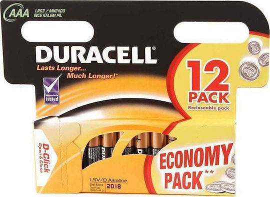 Duracell Αλκαλικές Μπαταρίες AAA 1.5V 12τμχ