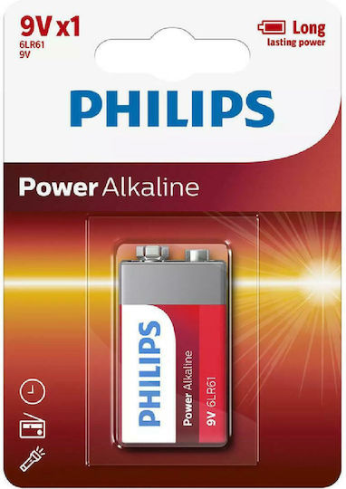 Baterie Alcalină Dreptunghiulară Philips 9 Volți