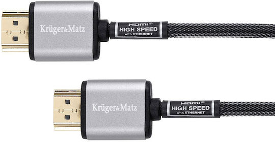 Kruger & Matz HDMI 1.4 High Speed 1080p 120Hz Braided Cable HDMI male - HDMI male 3m Μαύρο
