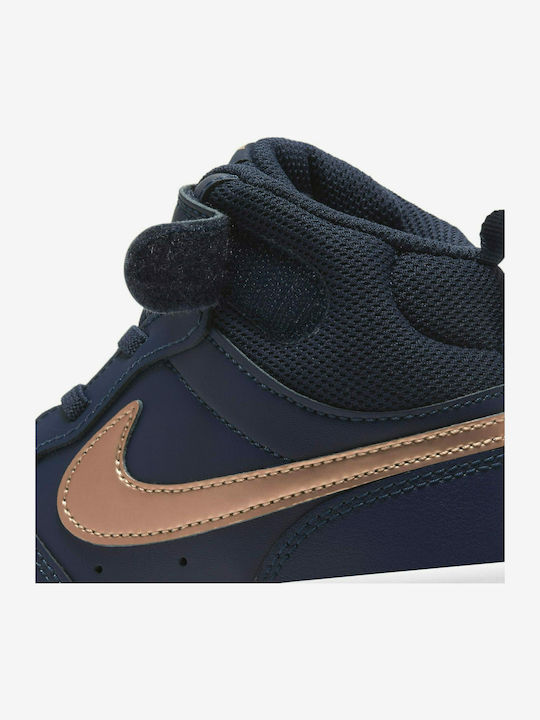 Court Court Borough Mid 2 Kids Sports Shoes with Hoop & Loop Closure Navy Blue