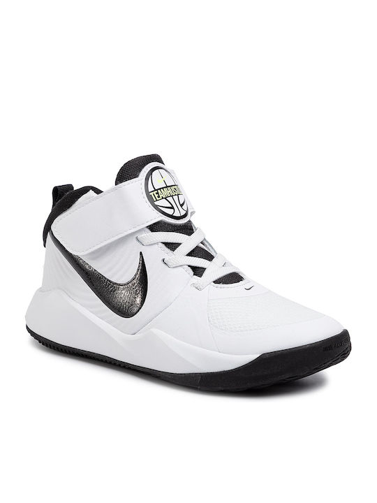 Hustle Team Hustle Kinder Sportschuhe Basketball mit Bügel- und Schleifenverschluss White / Black / Volt