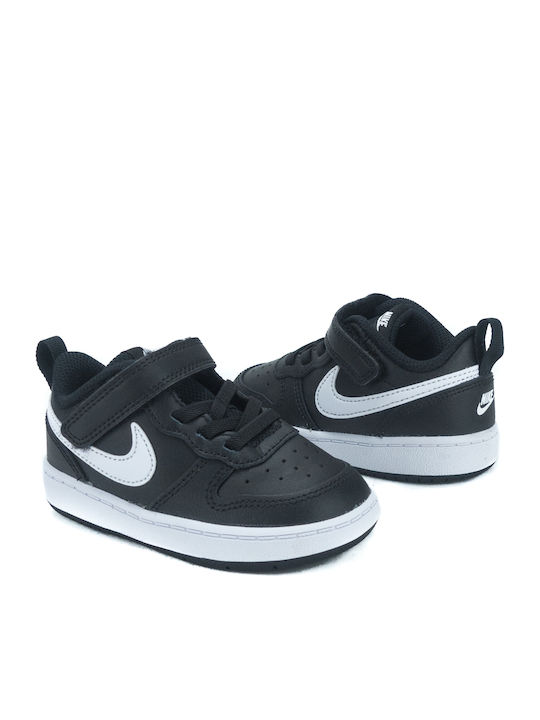 Court Borough Kids Sports Shoes with Hoop & Loop Closure Black White