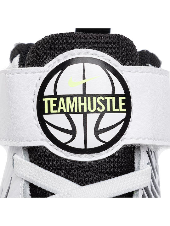 Hustle Team Hustle Kinder Sportschuhe Basketball mit Bügel- und Schleifenverschluss White / Black / Volt
