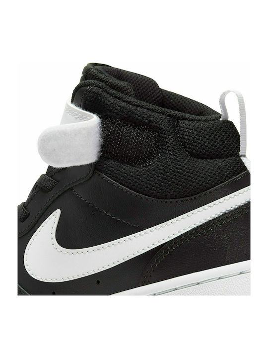 Court Court Borough Mid 2 Kids Sports Shoes with Hoop & Loop Closure Black / White