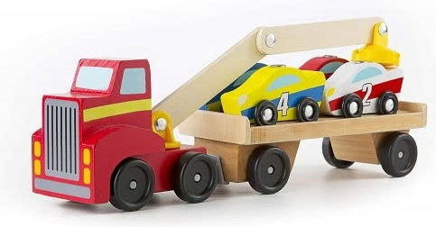 Melissa & Doug Magnetisches Spielzeugauto Ladegerät Kran für 3+ Jahre