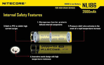 NiteCore 9060110552 Επαναφορτιζόμενη Μπαταρία 18650 Li-ion 2600mAh 3.7V 1τμχ