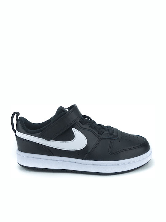 Court Court Borough 2 Kids Sports Shoes Basketball with Hoop & Loop Closure Black / White