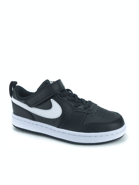 Court Court Borough 2 Kids Sports Shoes Basketball with Hoop & Loop Closure Black / White