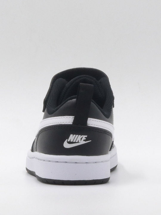 Court Court Borough 2 Kids Sports Shoes Basketball with Hoop & Loop Closure Black / White