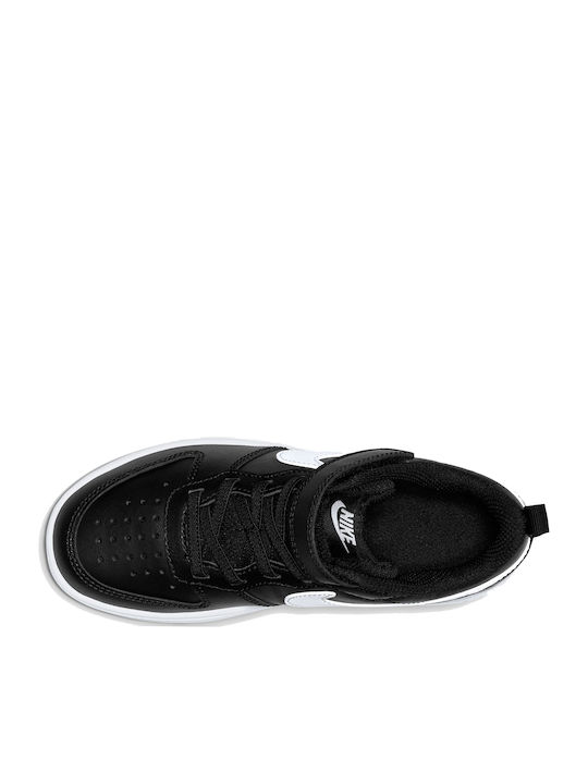 Court Court Borough 2 Kids Sports Shoes Basketball with Hoop & Loop Closure Black / White