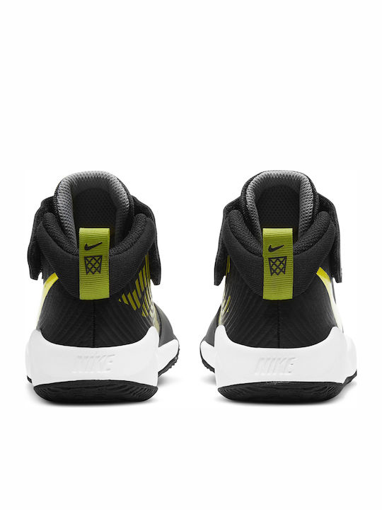Hustle Team Hustle D9 Kids Sports Shoes Basketball with Hoop & Loop Closure Black / High Voltage / Light Smoke Grey