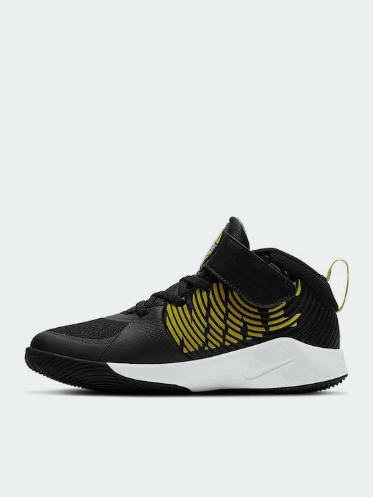 Hustle Team Hustle D9 Kids Sports Shoes Basketball with Hoop & Loop Closure Black / High Voltage / Light Smoke Grey