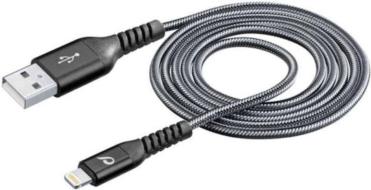 Cellular Line Braided USB to Lightning Cable Μαύρο 1.2m (Extreme)
