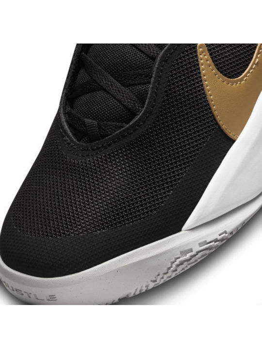Hustle Team Hustle D 10 Kids Sports Shoes Basketball with Laces Black / Metallic Gold / White