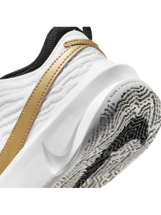 Hustle Team Hustle D 10 Kids Sports Shoes Basketball with Laces Black / Metallic Gold / White
