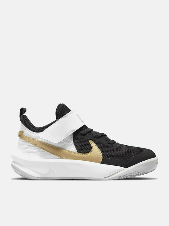 Hustle Team Hustle D 10 Kids Sports Shoes Basketball with Laces Black / Metallic Gold / White