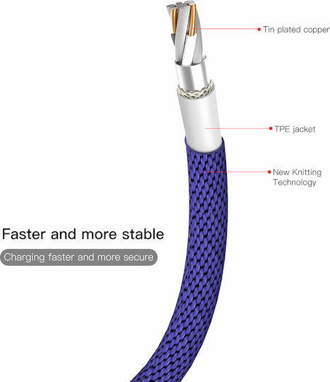 Baseus Yiven Плетена USB-A към Lightning кабел Син 1.8м (CALYW-A13)