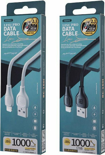 Remax Braided USB to Lightning Cable Μαύρο 1m (RC-160i)