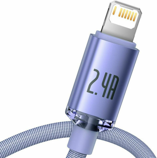 Baseus Crystal Shine Плетена USB-A към Lightning кабел Лилав 1.2м (CAJY000005)