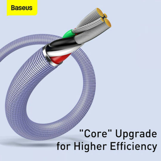 Baseus Crystal Shine Плетена USB-A към Lightning кабел Лилав 2м (CAJY000105)