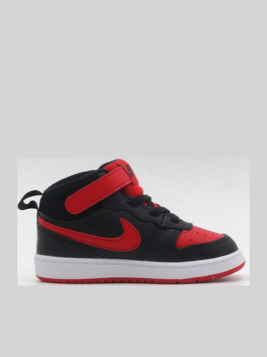 Court Court Borough MID 2 TDV Kids Sports Shoes with Hoop & Loop Closure Black / White / University Red
