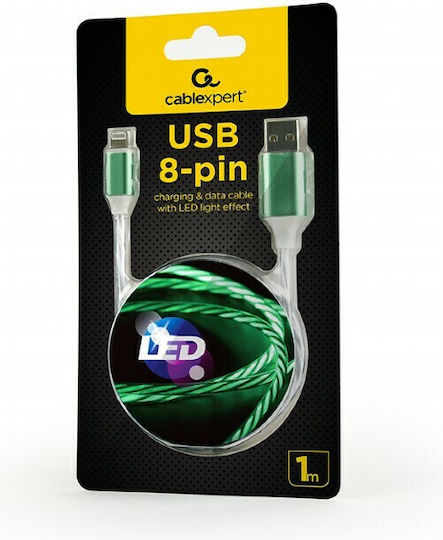 Cablexpert LED USB to Lightning Cable Πράσινο 1m (CC-USB-8PLED-G-1M)