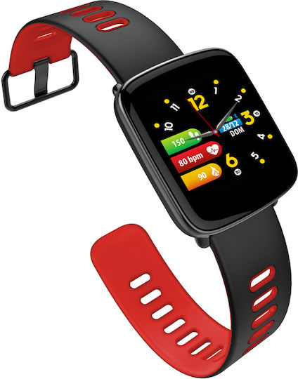 Techmade Macro 48mm Smartwatch με Παλμογράφο (Κόκκινο)