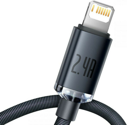 Baseus Crystal Shine Плетена USB-A към Lightning кабел Черен 1.2м (CAJY000001)