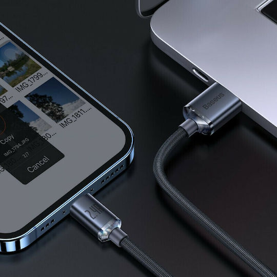 Baseus Crystal Shine Плетена USB-A към Lightning кабел Черен 2м (CAJY000101)