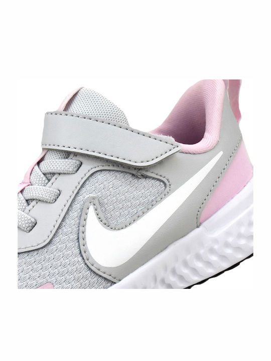 Revolution Revolution 5 Kids Sports Shoes Running with Hoop & Loop Closure Photon Dust / White / Pink Foam